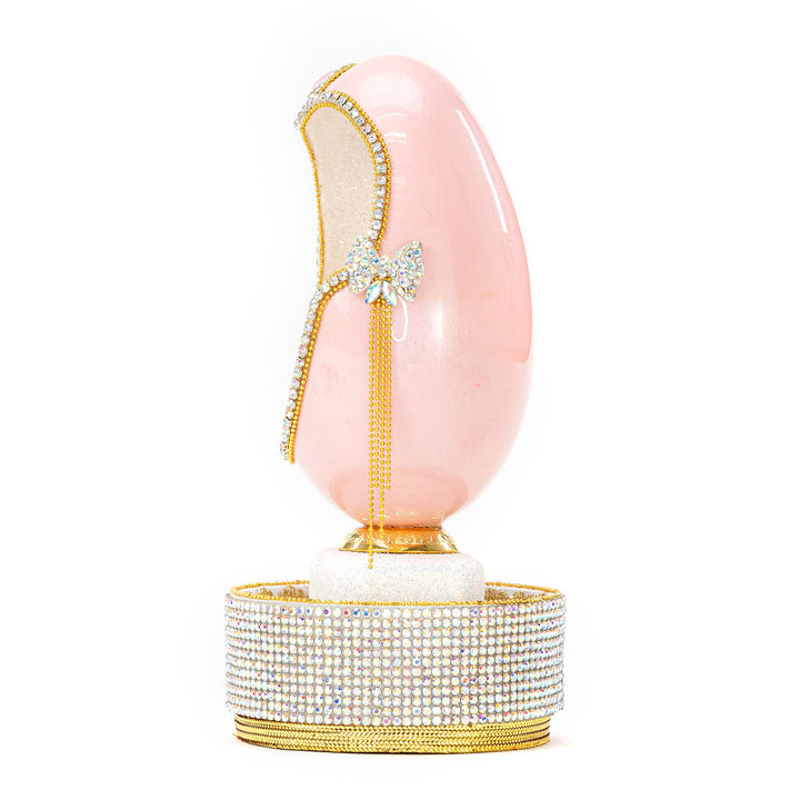 The Egg Fantasy Goose Egg on Crystal Stand XII part of the  exquisite Egg Fantasy collection is handcrafted in the USA from natural ostrich, emu, goose, duck, and quail eggs. Image
