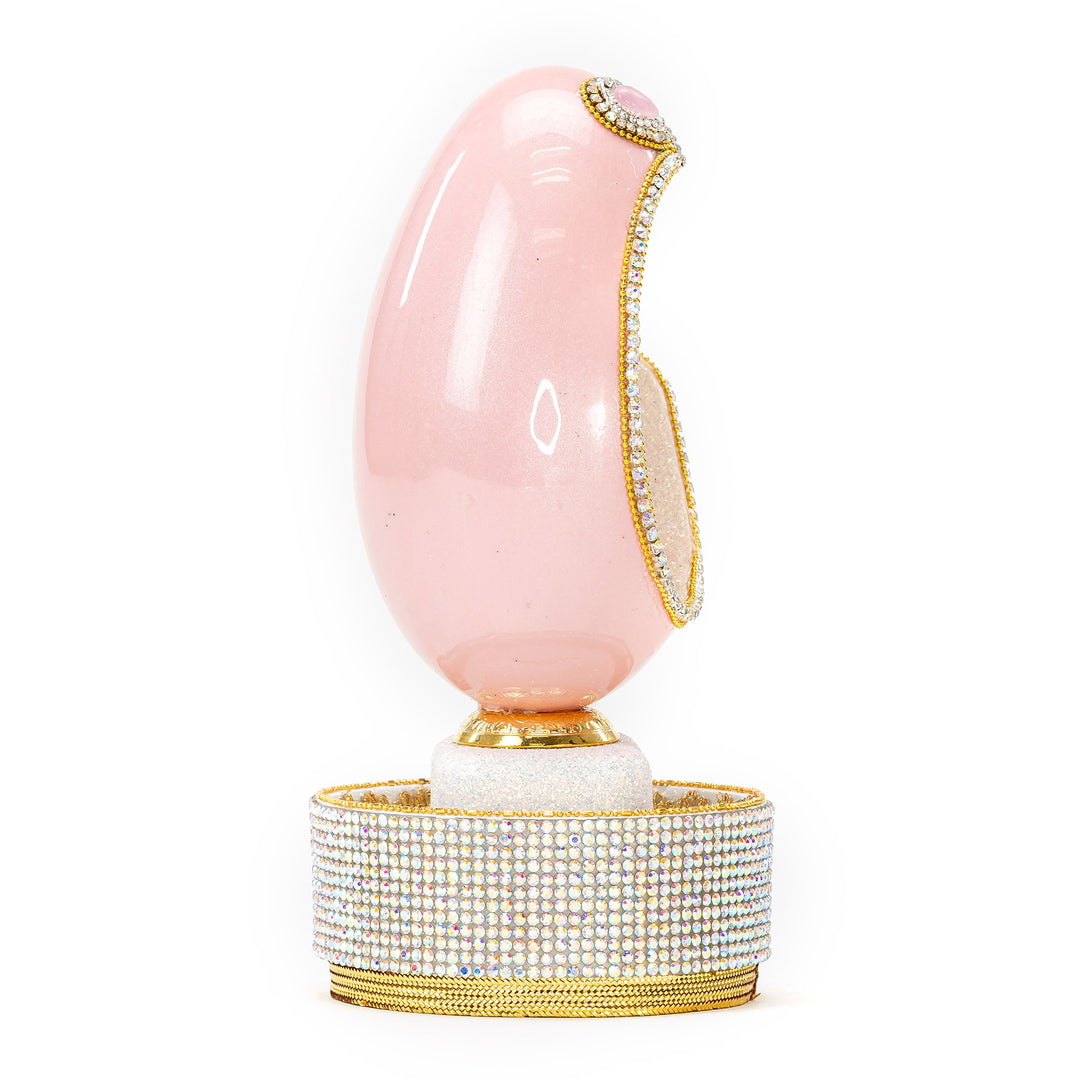 The Egg Fantasy Goose Egg on Crystal Stand XII part of the  exquisite Egg Fantasy collection is handcrafted in the USA from natural ostrich, emu, goose, duck, and quail eggs. Image