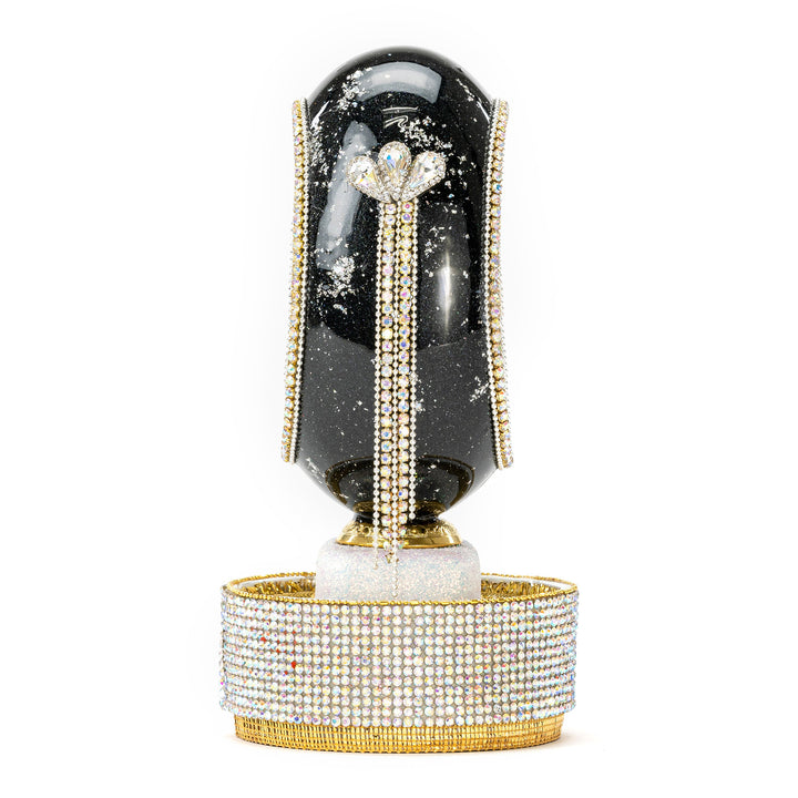 The Egg Fantasy Goose Egg on Crystal Stand XV part of the  exquisite Egg Fantasy collection is handcrafted in the USA from natural ostrich, emu, goose, duck, and quail eggs. Image