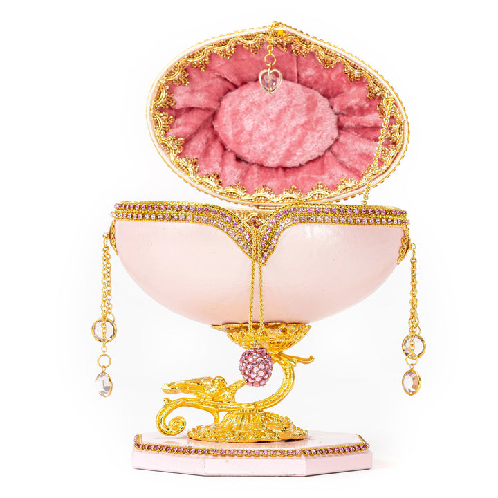 The Egg Fantasy Jewel Box Floral Crystal Drops II part of the  exquisite Egg Fantasy collection is handcrafted in the USA from natural ostrich, emu, goose, duck, and quail eggs. Image #2