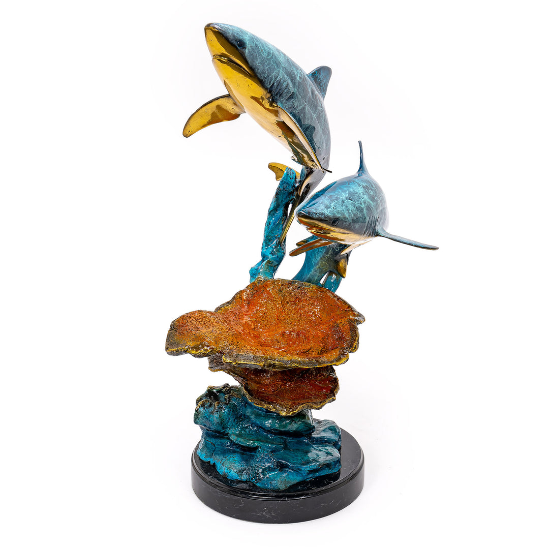 Bronze Double Shark Sculpture