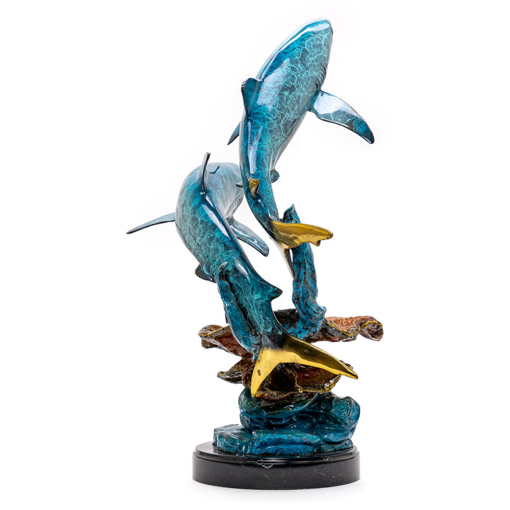 Bronze Double Shark Sculpture
