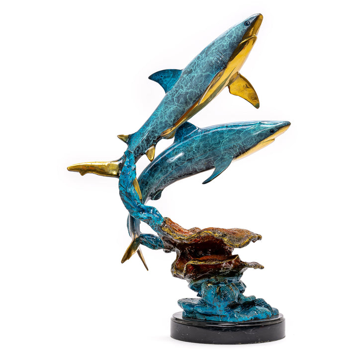 Bronze Double Shark Sculpture