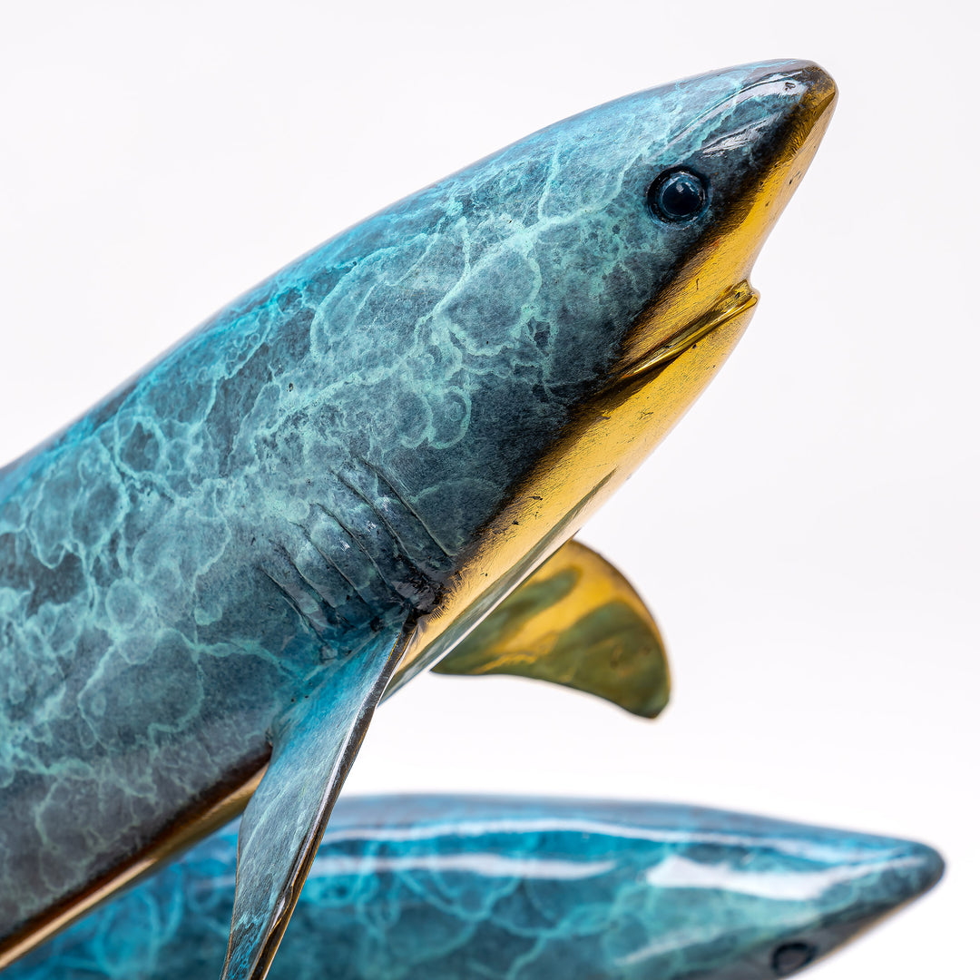 Bronze Double Shark Sculpture