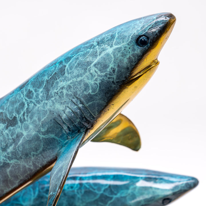 Bronze Double Shark Sculpture