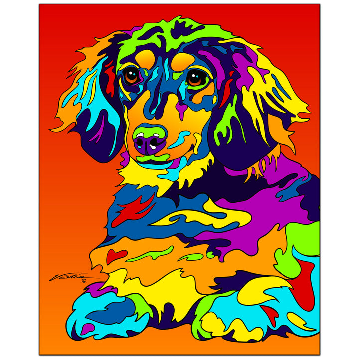 Dachshund Long Hair on Metal from The Colorful World of Michael Vistia Image