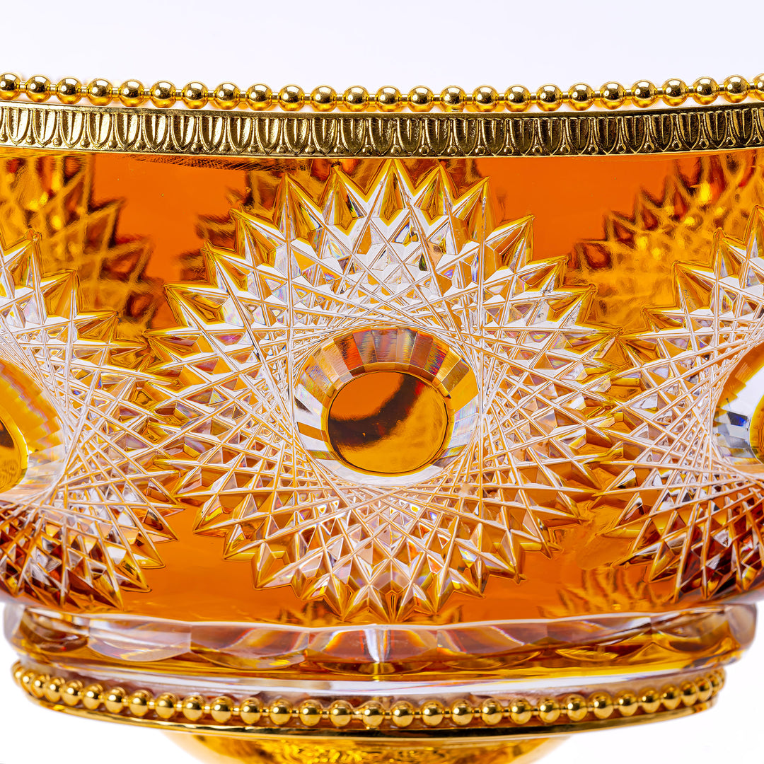 Cristal Benito Opulent handcrafted crystal jardinière with heavy doré bronze mounts