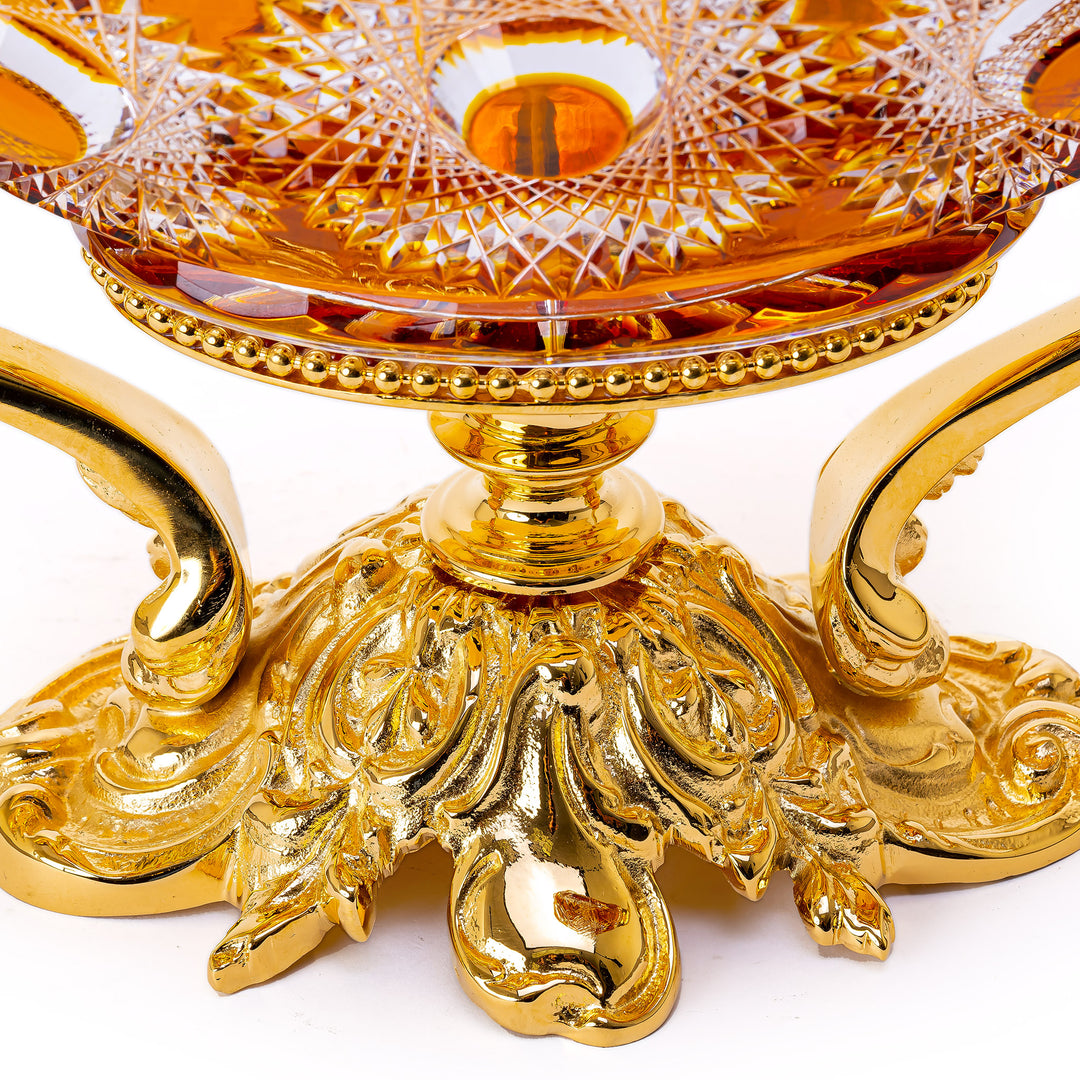 Crafted by master artisan Cristal Benito, an amber lead crystal jardinière