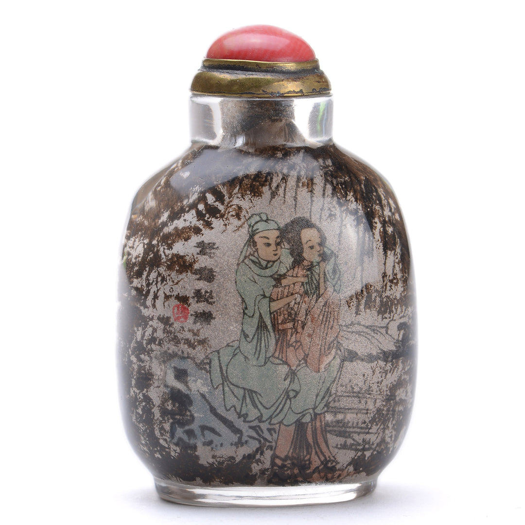 19th-century brownish-white jade snuff bottle