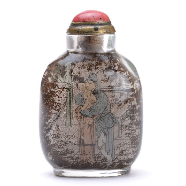 Elegant brownish-white jade container for snuff