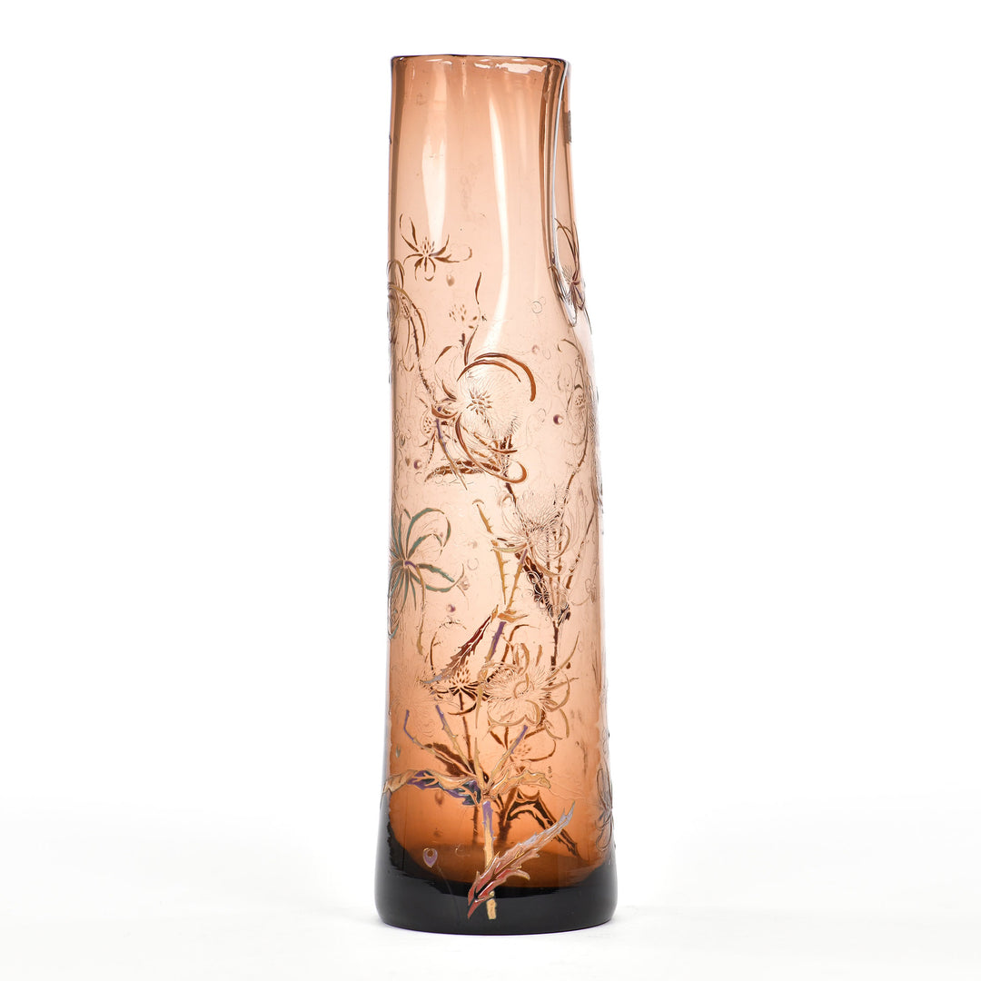 Antique Émile Gallé vase with carved flower details, circa 1895 collectible