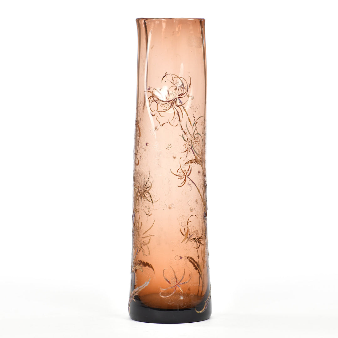 Authentic 1895 Gallé vase, a tapestry of enamel in art glass form