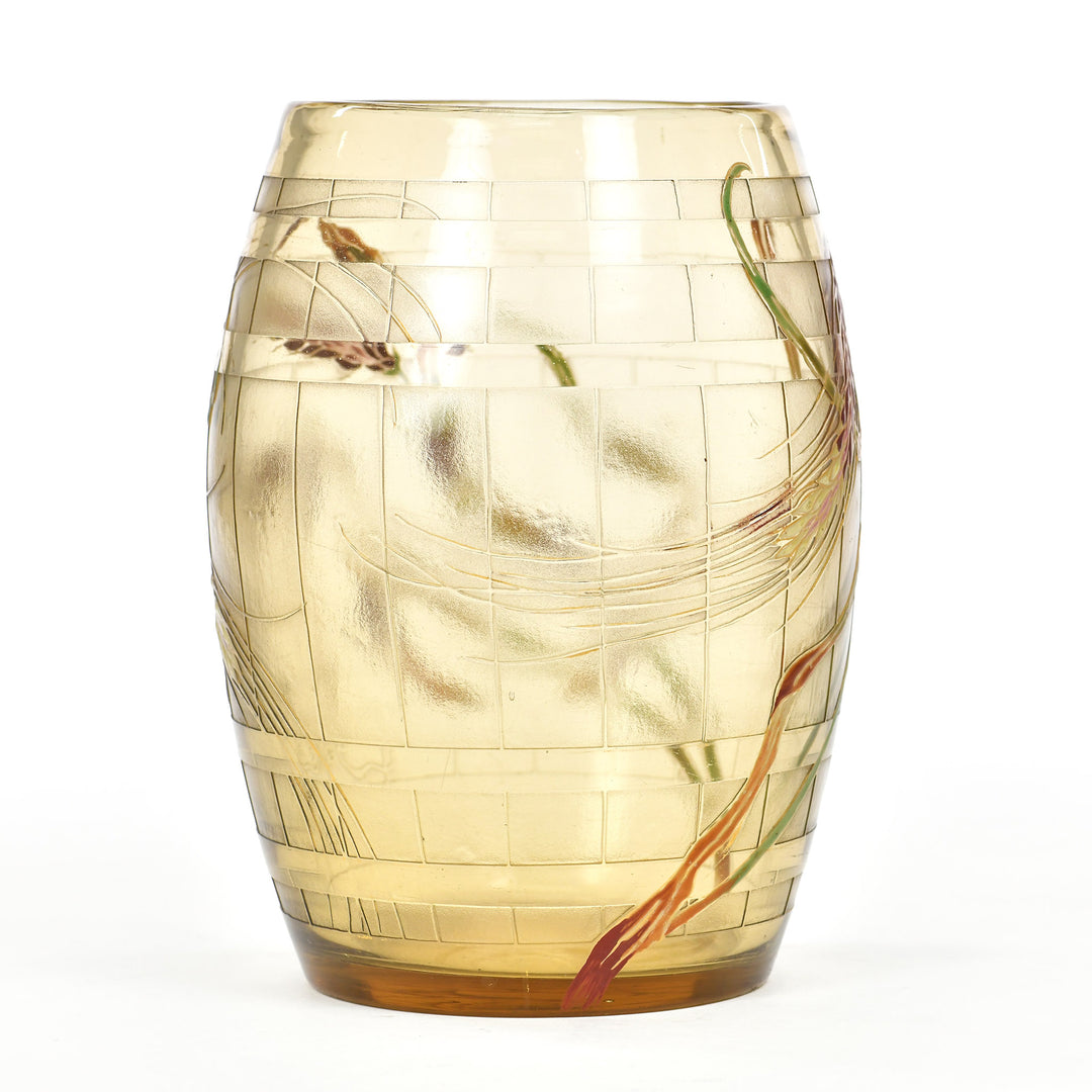 Antique Gallé vase signed in cameo, circa 1890 with lush wheat decoration