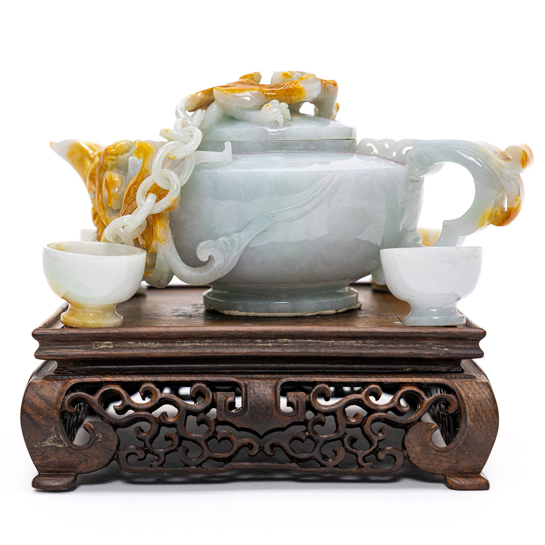 Traditional Jade Tea Set with Cups