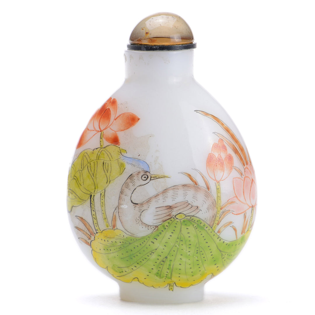 Enchanting Snuff Bottle: Floral & Bird Motif