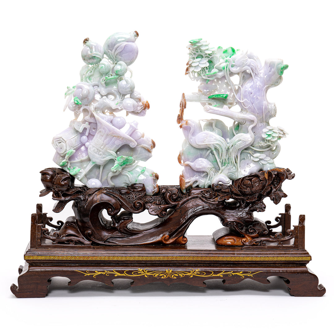 Enchanting Burma Jade Pine & Cranes Design