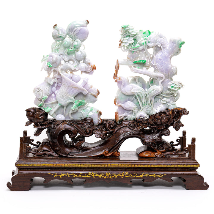 Enchanting Burma Jade Pine & Cranes Design
