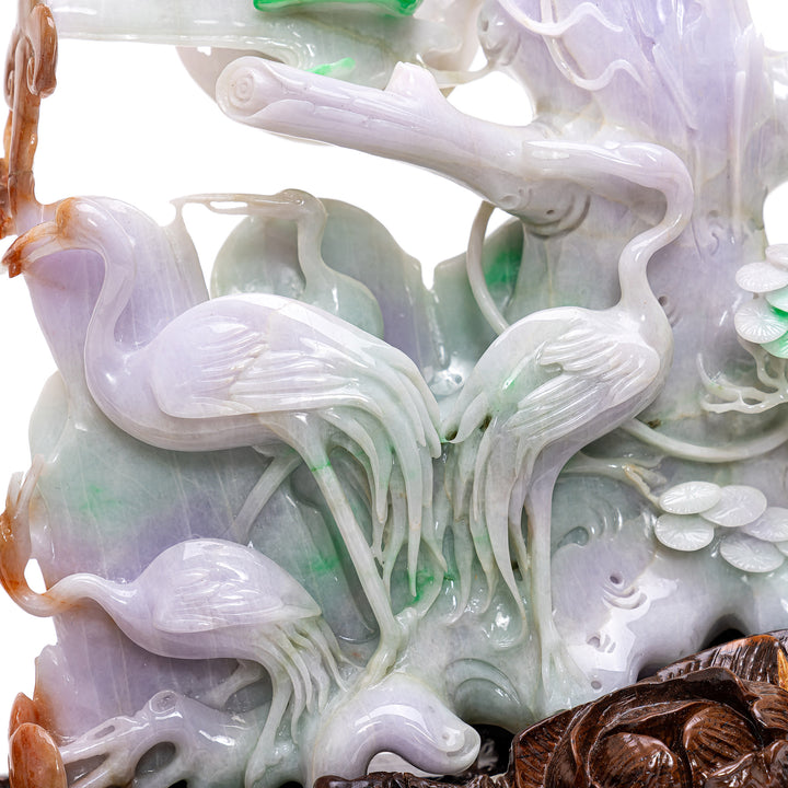 Enchanting Burma Jade Pine & Cranes Design
