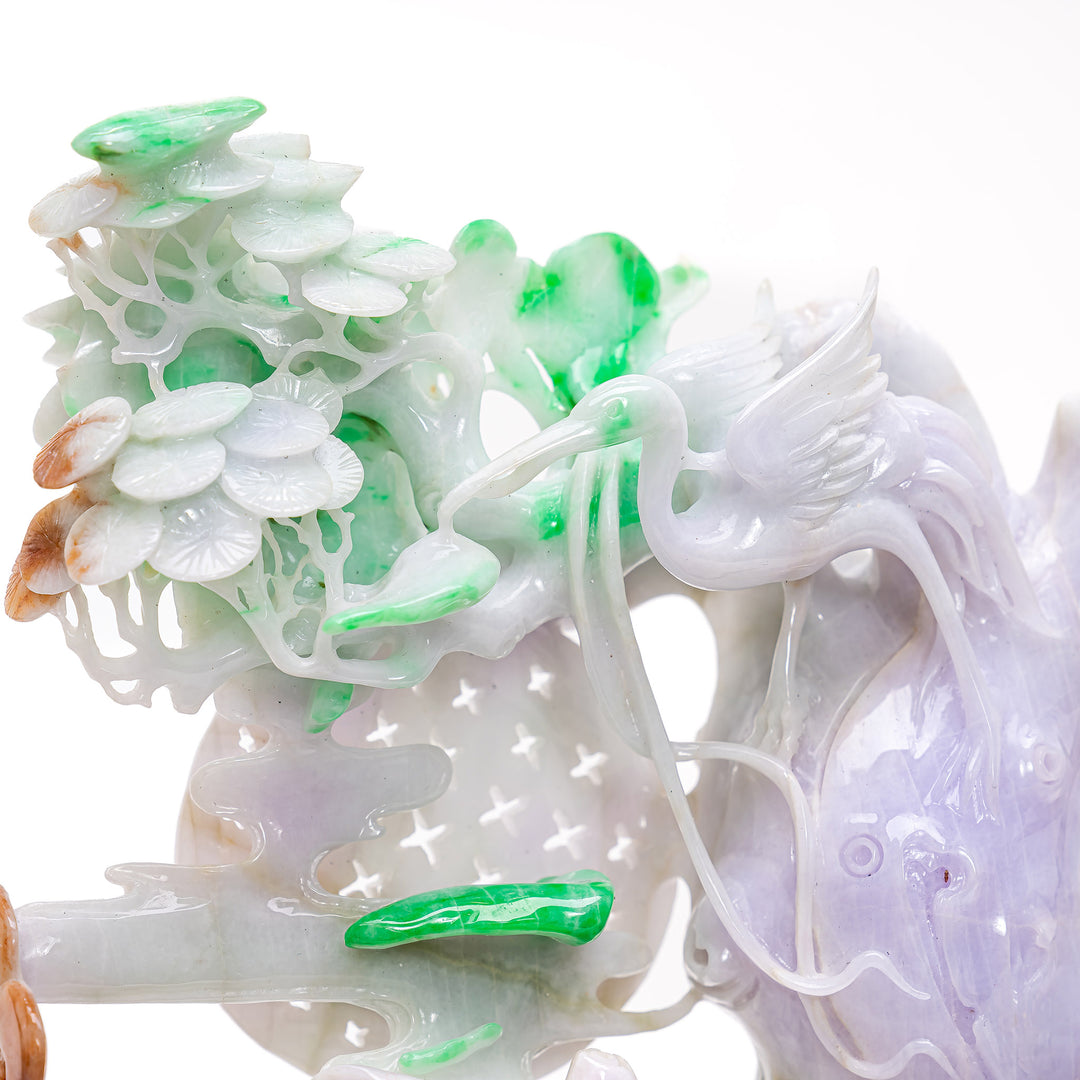 Enchanting Burma Jade Pine & Cranes Design