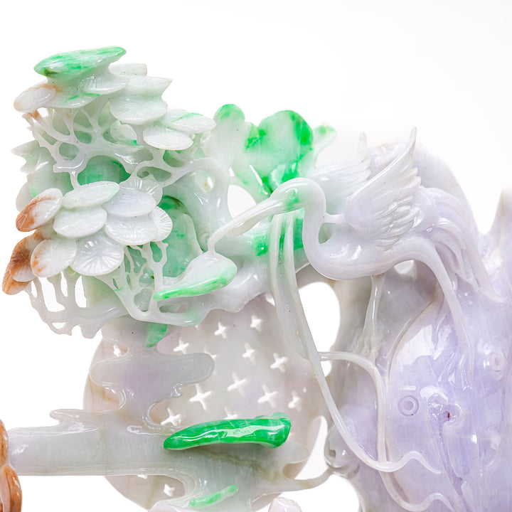 Enchanting Burma Jade Pine & Cranes Design