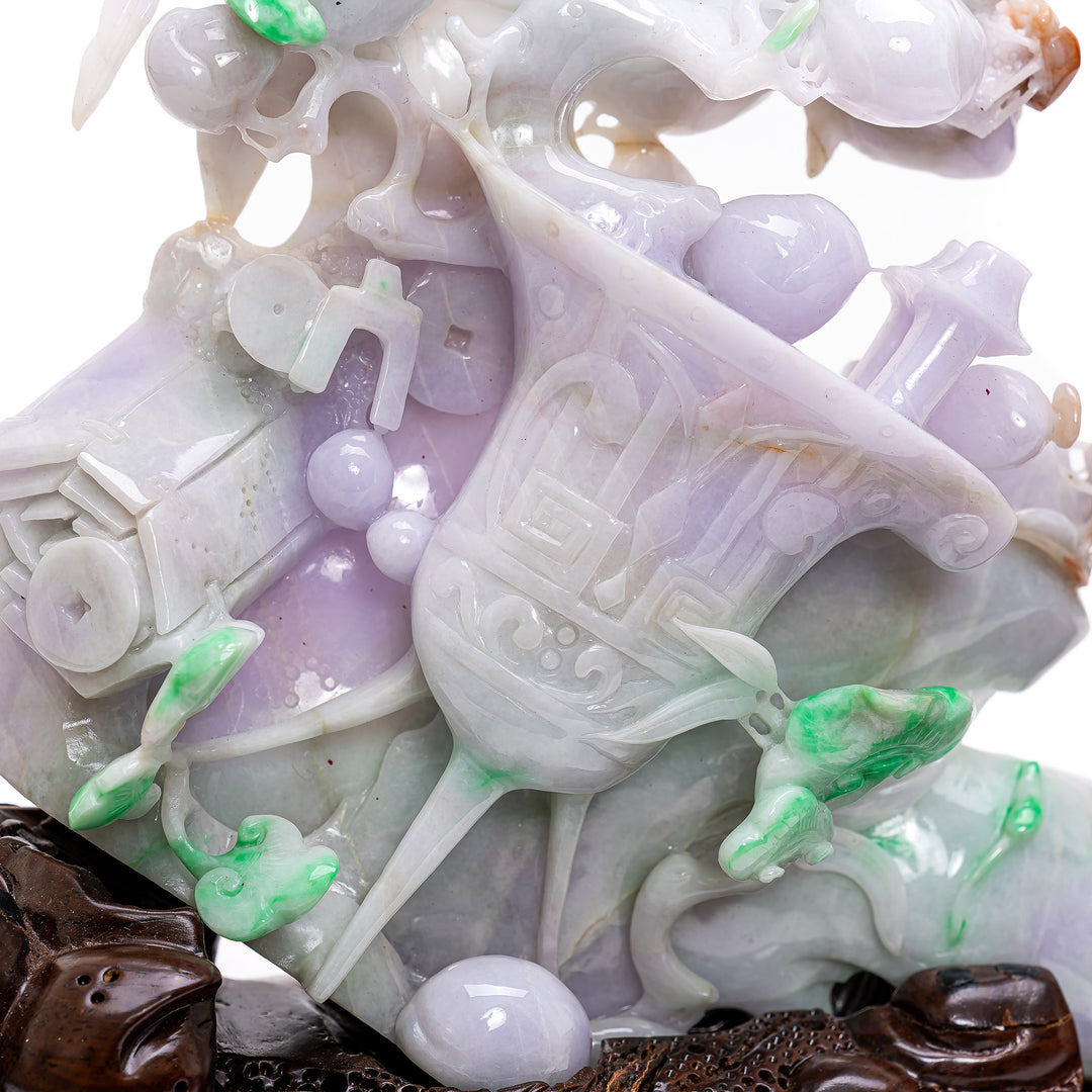 Enchanting Burma Jade Pine & Cranes Design