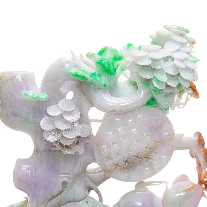 Enchanting Burma Jade Pine & Cranes Design