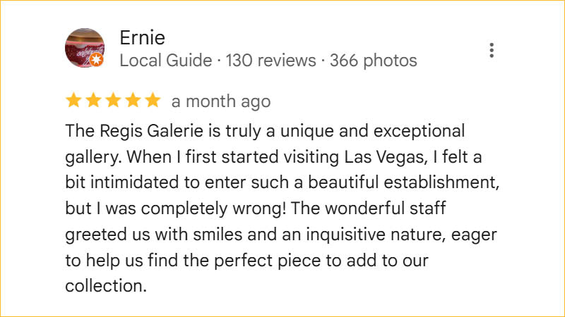 Regis Galerie Review – Ernie’s Exceptional Gallery Experience