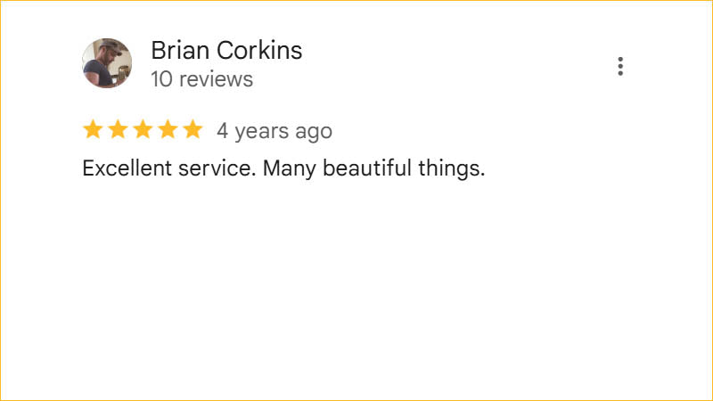 Brian Corkins 5-star Regis Galerie review praising excellent service and beautiful pieces in The Venetian, Las Vegas.