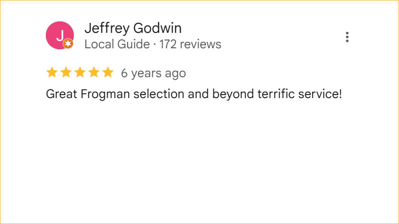 Jeffrey Godwin 5-star Regis Galerie review praising great Frogman selection and terrific service in The Venetian, Las Vegas.