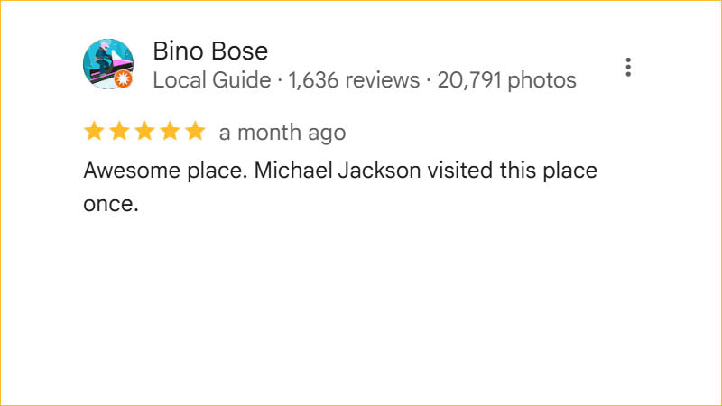 Bino Bose 5-star Regis Galerie review mentioning Michael Jackson’s visit and recommending the Las Vegas gallery.