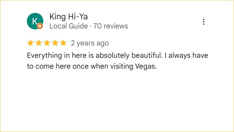 King Hi-Ya 5-star Regis Galerie review praising the beautiful collection and calling it a must-visit stop in The Venetian, Las Vegas.