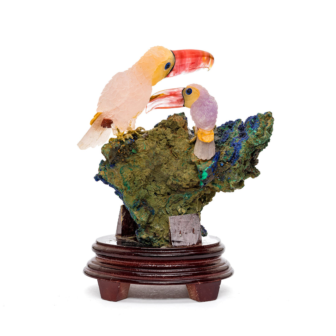 Classic semi-precious stone toucans with detailed craftsmanship