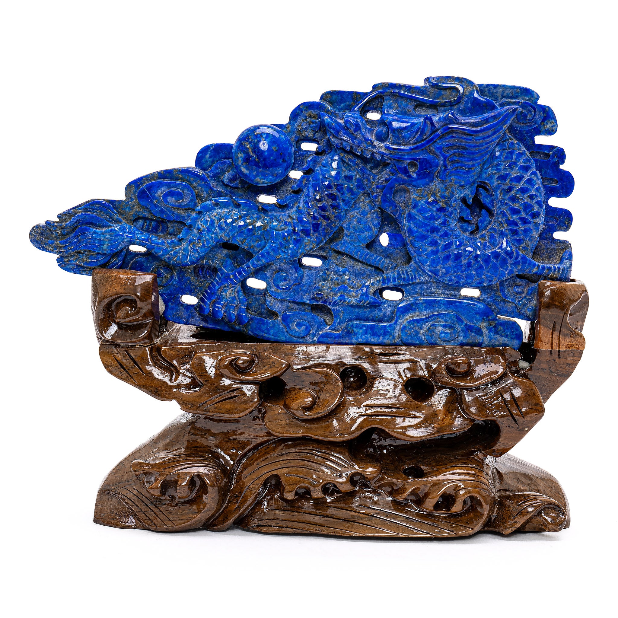 HAKUHODO Lapis Lazuli Set H6483 7本セット Hand-Carved Lapis Lazuli Dragon - Celestial Art Sculpture