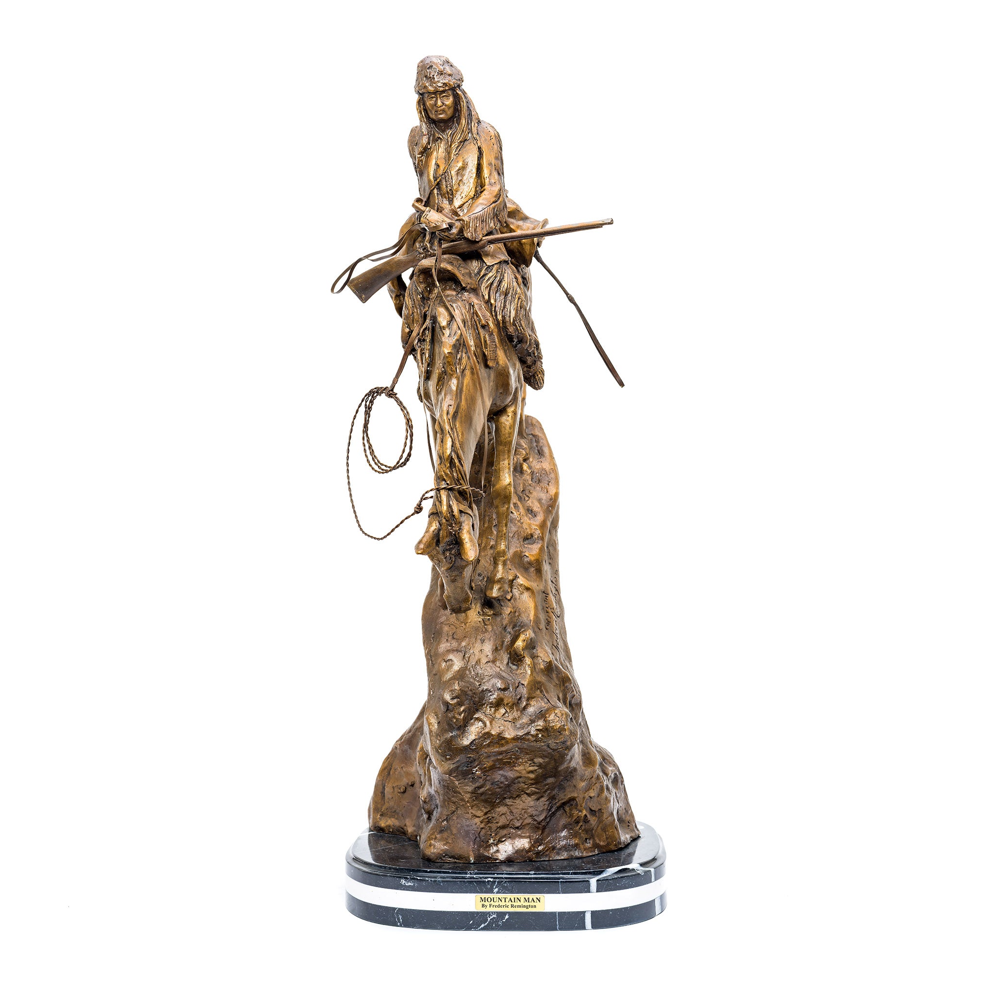 Frederic Remington 　マウンテンマン　ブロンズ像　幅36㎝ Frederic Remington bronze sculpture | Mountain Man (After)