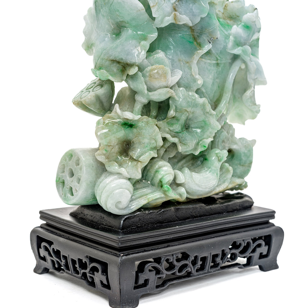Healing stone jadeite planter with a symbol of domestic bliss.