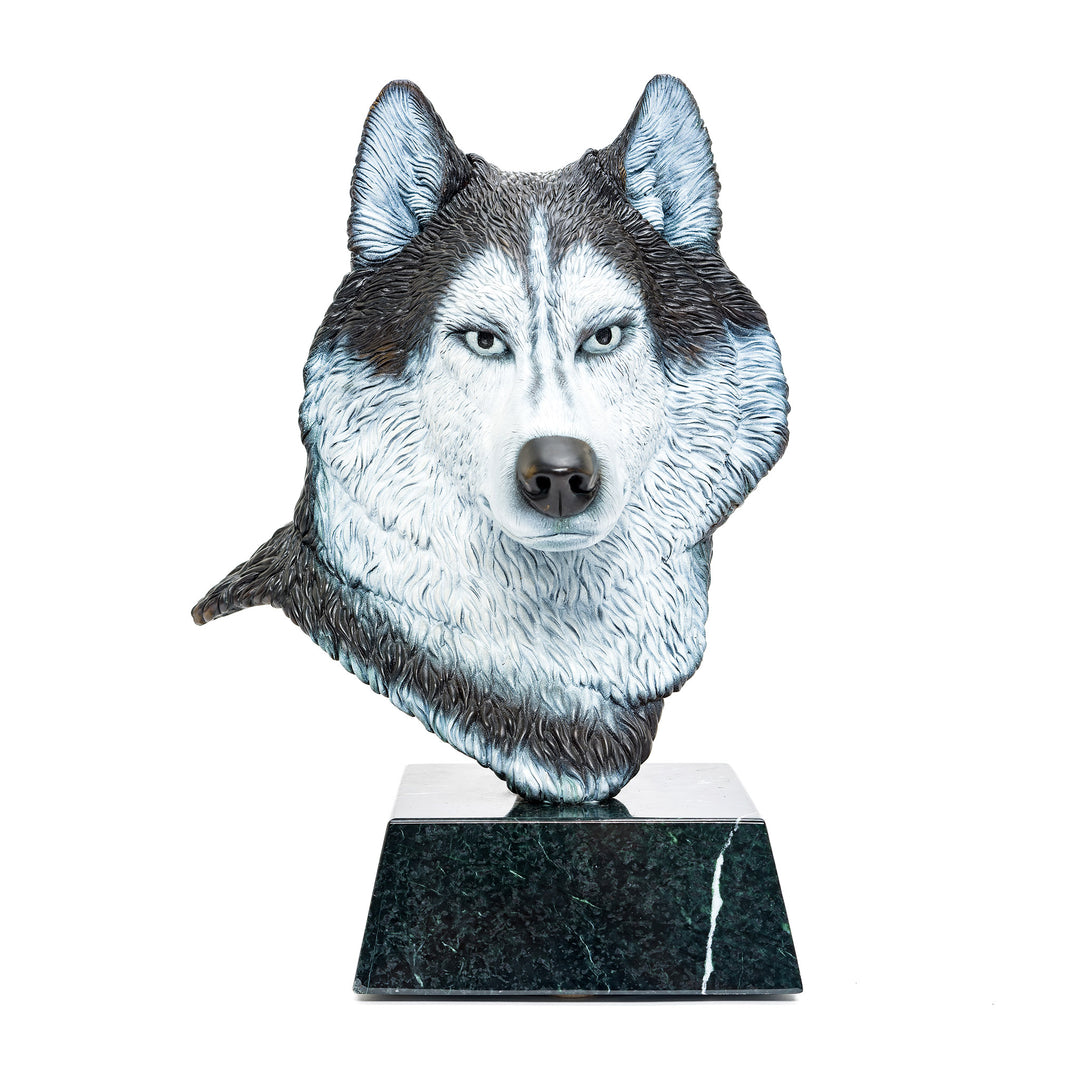 Alpha Wolf White bronze sculpture by Bill Toma