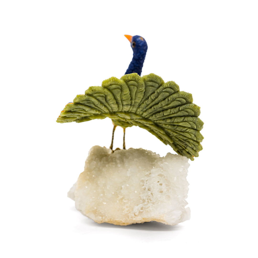 Classic semi-precious stone peacock with detailed craftsmanship