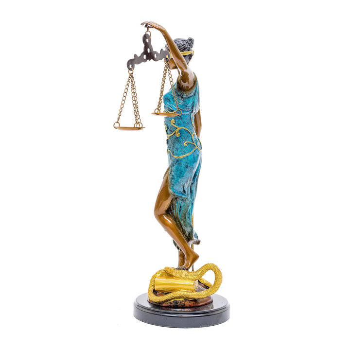  Elegant multi-tone patina bronze sculpture of justice