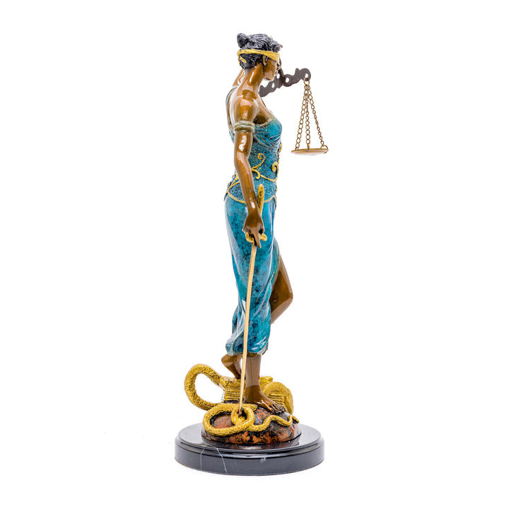 Artistic bronze figurine symbolizing legal fairness