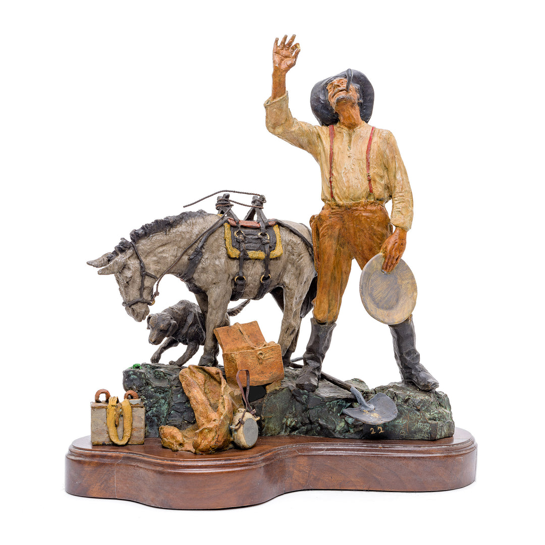 Limited edition bronze sculpture of a Gold Rush miner by Ghiglieri