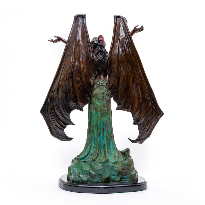 Enigmatic allure captured in a Bronze Bat Lady figurine, vintage find
