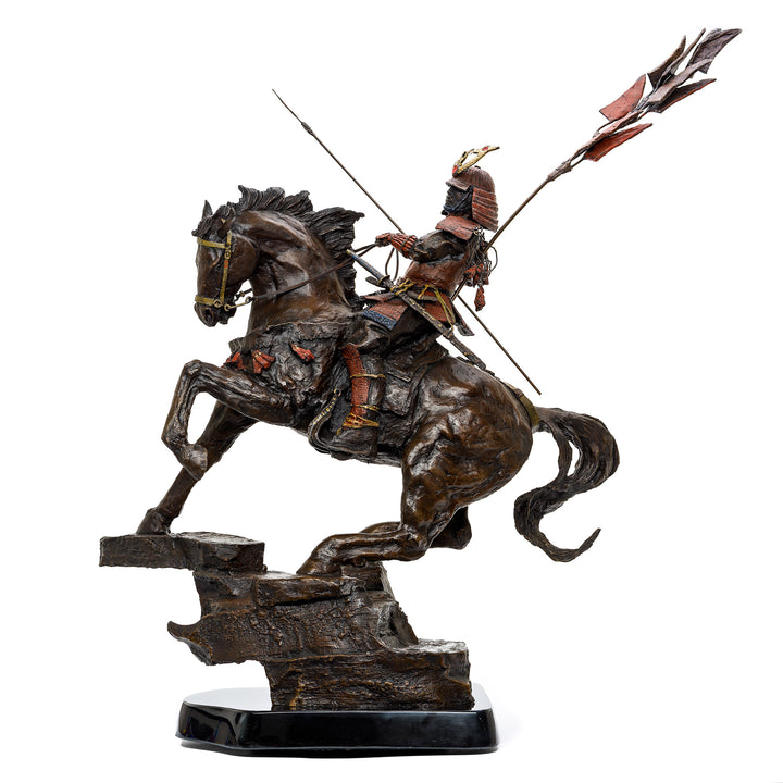 Samurai bronze sculpture by Ghiglieri with detailed armor