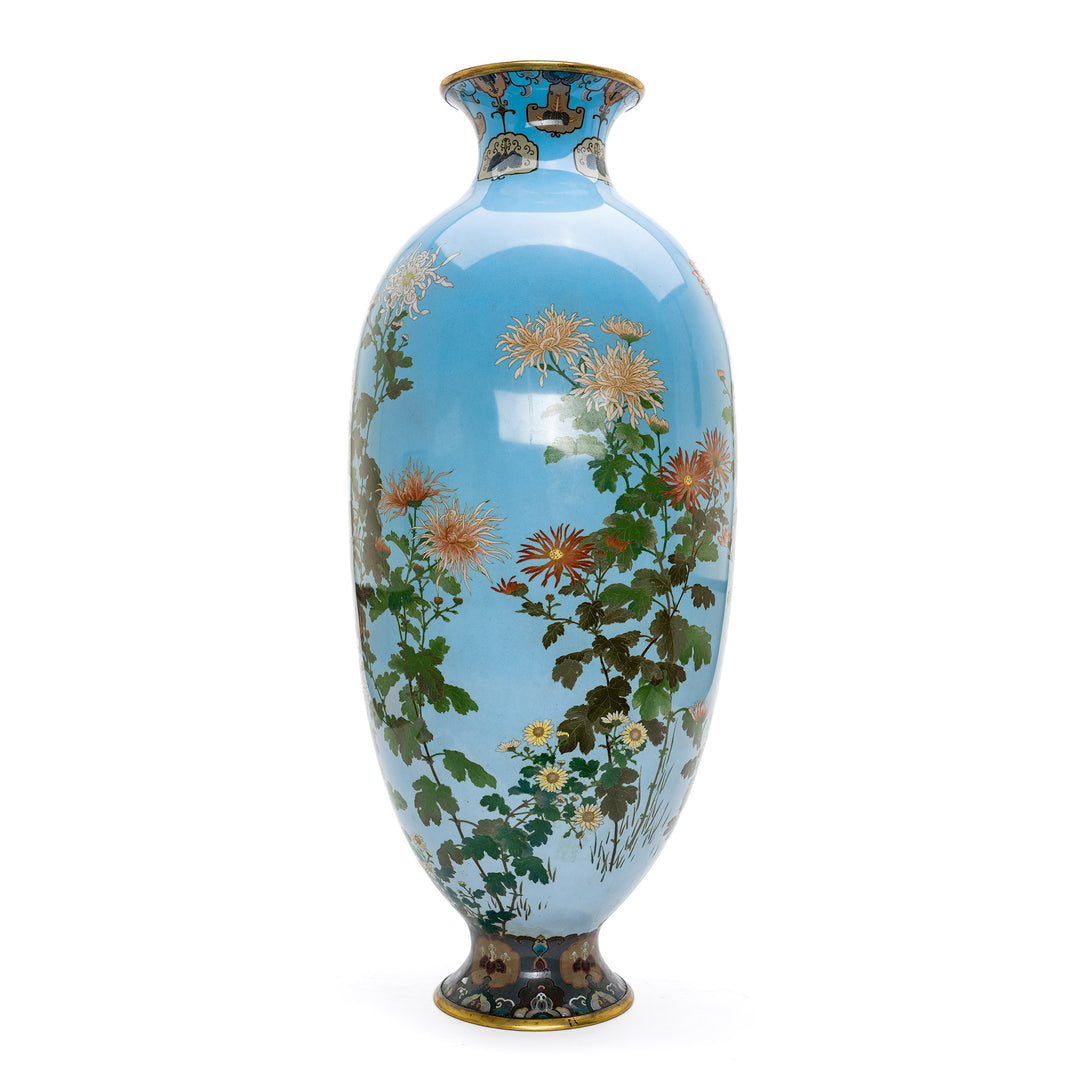Antique 19th-century Japanese enamel vase with ovoid shape