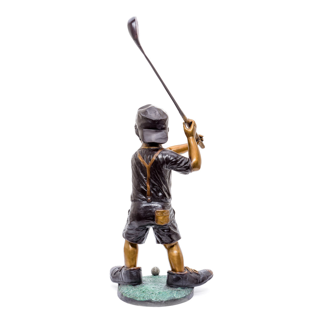 Artistic bronze golfer boy perfect for sports decor