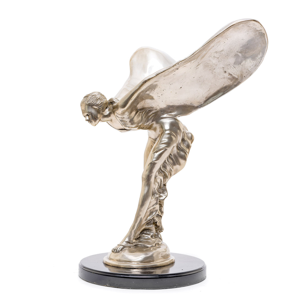 Graceful bronze figurine with wings, inspired by Rolls Royce's iconic Spirit of Ecstasy