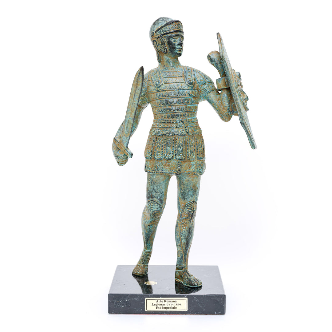 Italian-crafted bronze Roman legionary statue
