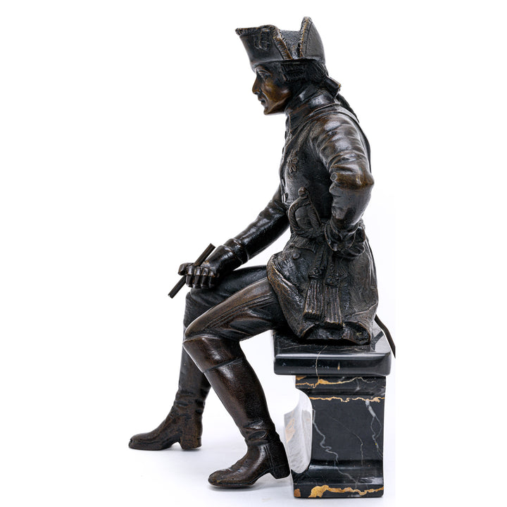 Artisan-crafted seated emperor Napoleon in bronze