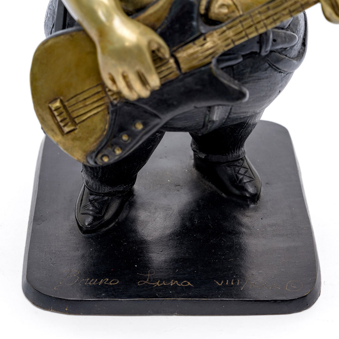 Bronze Sculpture of Guitarist by Artist Bruno Luna.