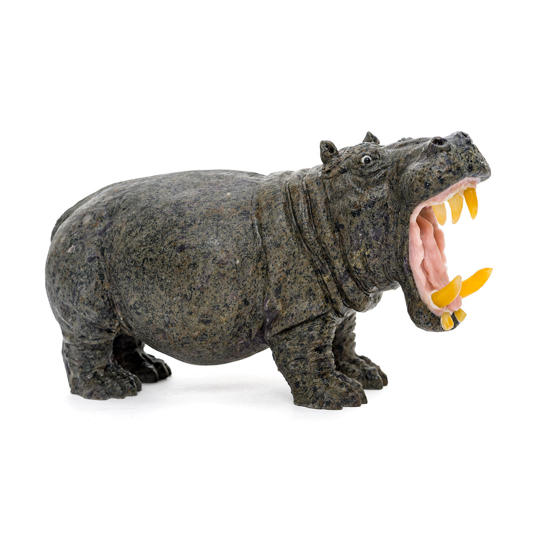 Exquisite carved jasper hippo sculpture