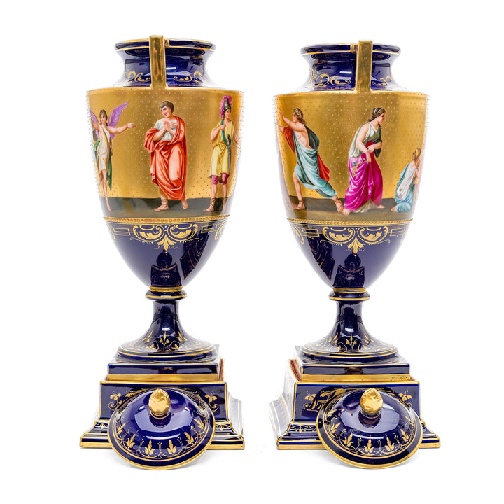 19th Century Cobalt and Gold Porcelain Vases